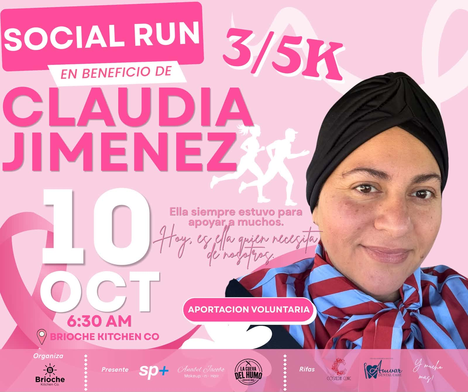 Social Run a beneficio de Claudia Jiménez — sábado 10 de octubre 2026, 6:30 AM, Brioche Kitchen Co